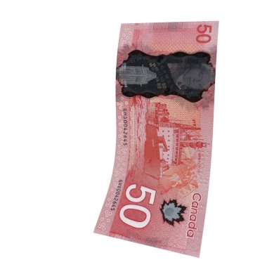 Kanada 50 Dolarlık Kâğıt Para Birimi, yüksek kalite para birimi finans, eğitim, 3D modelleme, hisse senedi. Kaynaklar ve küresel parasal kimlik ve değer.
