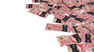 Kanada 50 Dolarlık Yığın Yatırım Notları, yüksek kalite para birimi finans, eğitim, 3D modelleme, hisse senedi. Kaynaklar ve küresel parasal kimlik ve değer.