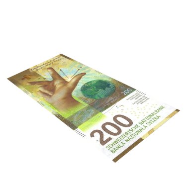 İsviçre 200 Frangı Düşen Kazanç Potansiyeli, yüksek kalite para birimi finans, eğitim, 3D modelleme, hisse senedi. Kaynaklar ve küresel parasal kimlik ve değer.