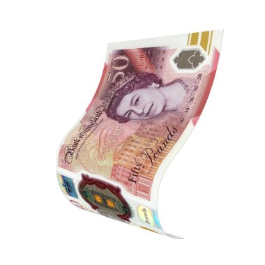 İngiltere 50 Pound Düşen Borsa Oranı, yüksek kalite para birimi finans, eğitim, 3D modelleme, hisse senedi. Kaynaklar ve küresel parasal kimlik ve değer.