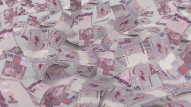 Brezilya 5 Reais Para Notları Lots, yüksek kalite para birimi finans, eğitim, 3D modelleme, hisse senedi. Kaynaklar ve küresel parasal kimlik ve değer.
