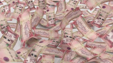 Suudi Arabistan 100 Riyal Para Notları Lots, yüksek kalite para birimi finans, eğitim, 3D modelleme, hisse senedi. Kaynaklar ve küresel parasal kimlik ve değer.