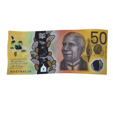 Avustralya 50 Dolar Düşen Ticaret Borsası, yüksek kalite para birimi finans, eğitim, 3D modelleme, hisse senedi. Kaynaklar ve küresel parasal kimlik ve değer.