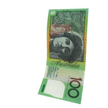 Avustralya 100 Dolarlık Kâğıt Para Birimi, yüksek kalite para birimi finans, eğitim, 3D modelleme, hisse senedi. Kaynaklar ve küresel parasal kimlik ve değer.