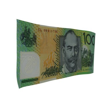 Avustralya 100 Dolarlık Tasarruf Parası, yüksek kaliteli para birimi finans, eğitim, 3D modelleme, hisse senedi. Kaynaklar ve küresel parasal kimlik ve değer.