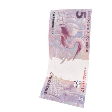 Brezilya 5 Reais Düşen Kağıt Para Birimi, yüksek kalite para birimi finans, eğitim, 3D modelleme, hisse senedi. Kaynaklar ve küresel parasal kimlik ve değer.