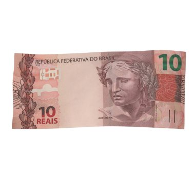 Brezilya 10 Reais Düşen Ticaret Borsası, yüksek kalite para birimi finans, eğitim, 3D modelleme, hisse senedi. Kaynaklar ve küresel parasal kimlik ve değer.