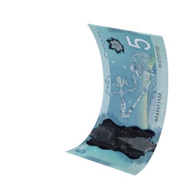 Kanada 5 Dolarlık Düşen Nakit Akışı, yüksek kaliteli para birimi finans, eğitim, 3D modelleme, hisse senedi. Kaynaklar ve küresel parasal kimlik ve değer.