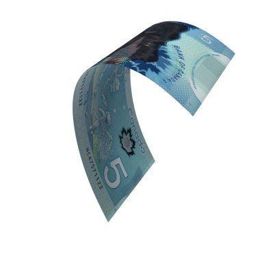 Kanada 5 Dolarlık Düşen Finans Notu, yüksek kaliteli para birimi finans, eğitim, 3D modelleme, hisse senedi. Kaynaklar ve küresel parasal kimlik ve değer.