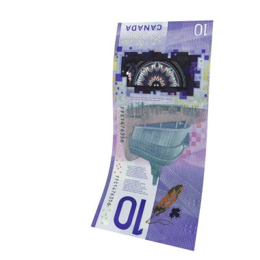Kanada 10 Dolarlık Kâğıt Para Birimi, yüksek kalite para birimi finans, eğitim, 3D modelleme, hisse senedi. Kaynaklar ve küresel parasal kimlik ve değer.