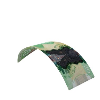 Kanada 20 Dolarlık Düşen Banka mevduatı, yüksek kalite para birimi finans, eğitim, 3D modelleme, hisse senedi. Kaynaklar ve küresel parasal kimlik ve değer.