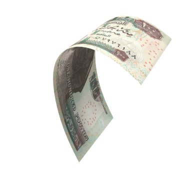 Mısır 100 Pound Düşen Finans Notu, yüksek kaliteli para birimi finans, eğitim, 3D modelleme, hisse senedi. Kaynaklar ve küresel parasal kimlik ve değer.