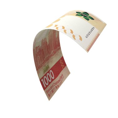 HongKong 1000 Dolarlık Düşen Finans Notu, yüksek kalite para birimi finans, eğitim, 3D modelleme, hisse senedi. Kaynaklar ve küresel parasal kimlik ve değer.