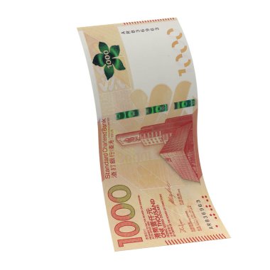 HongKong 1000 Dolarlık Düşen Yatırım Notları, yüksek kalite para birimi finans, eğitim, 3D modelleme, hisse senedi. Kaynaklar ve küresel parasal kimlik ve değer.