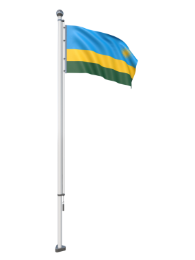 Ruanda Bayrak Direği 3DModel, yüksek kalite gerçekçi 3D canlandırma ulusal kimlik, kültür, gurur ve küresel tanınmayı temsil ediyor.