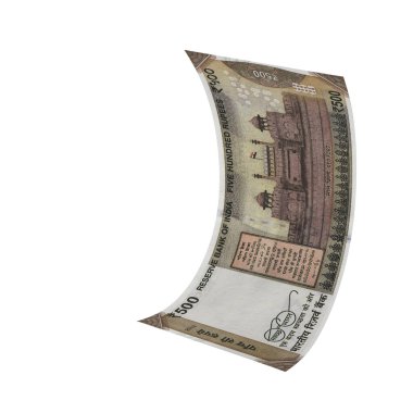 India 500 Rupi Düşen Nakit Akışı, yüksek kaliteli para birimi finans, eğitim, 3D modelleme, hisse senedi. Kaynaklar ve küresel parasal kimlik ve değer.