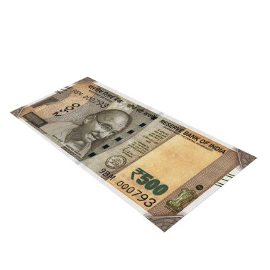 Hindistan 500 Rupi Düşme Potansiyeli, yüksek kalite para birimi finans, eğitim, 3D modelleme, hisse senedi. Kaynaklar ve küresel parasal kimlik ve değer.