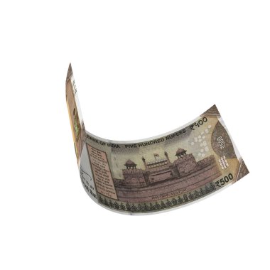 India 500 Rupi Düşen Parasal Değer, yüksek kaliteli para birimi finans, eğitim, 3D modelleme, hisse senedi. Kaynaklar ve küresel parasal kimlik ve değer.