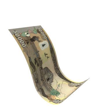 Irak 50000 Düşen Banknota, yüksek kalite para birimi finans, eğitim, 3D modelleme, hisse senedi. Kaynaklar ve küresel parasal kimlik ve değer.