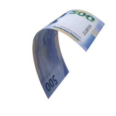 Meksika 500 Pesos Düşen Finans Notu, yüksek kaliteli para birimi finans, eğitim, 3D modelleme, hisse senedi. Kaynaklar ve küresel parasal kimlik ve değer.
