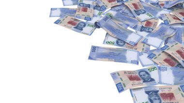 Meksika 500 Pesos Pile Yatırım Notları, yüksek kalite para birimi finans, eğitim, 3D modelleme, hisse senedi. Kaynaklar ve küresel parasal kimlik ve değer.