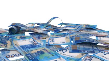 Rusya 2000 Ruble Zemin Zenginlik Gösterimi, yüksek kalite para birimi finans, eğitim, 3D modelleme, hisse senedi. Kaynaklar ve küresel parasal kimlik ve değer.