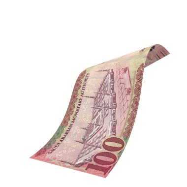 Suudi Arabistan 100 Riyal Düşen Para Pazarı, yüksek kalite para birimi finans, eğitim, 3D modelleme, hisse senedi. Kaynaklar ve küresel parasal kimlik ve değer.