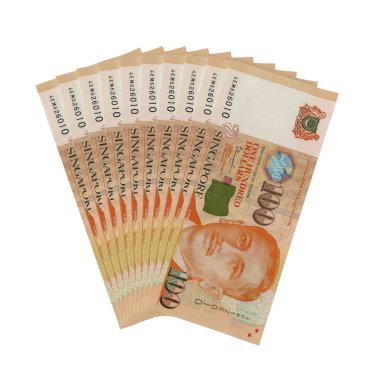 Singapur 100 Dolar Düşen Para Finansmanı, yüksek kalite para birimi finansmanı, eğitim, 3D modelleme, hisse senedi. Kaynaklar ve küresel parasal kimlik ve değer.