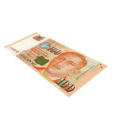 Singapur 100 Dolar Düşen Potansiyel, yüksek kalite para birimi finans, eğitim, 3D modelleme, hisse senedi. Kaynaklar ve küresel parasal kimlik ve değer.