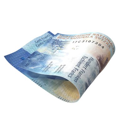 İsviçre 100 Frank Düşen Küresel Ekonomi, yüksek kalite para birimi finans, eğitim, 3D modelleme, hisse senedi. Kaynaklar ve küresel parasal kimlik ve değer.