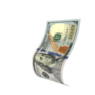 Amerika Birleşik Devletleri 100 Dolar Düşen Defter Para, yüksek kalite para, finans, eğitim, 3D modelleme, hisse senedi. Kaynaklar ve küresel parasal kimlik ve değer.