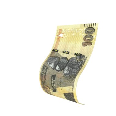 Zimbabwe 100 Dolar Düşen Defter Para, yüksek kalite para, finans, eğitim, 3D modelleme, hisse senedi. Kaynaklar ve küresel parasal kimlik ve değer.