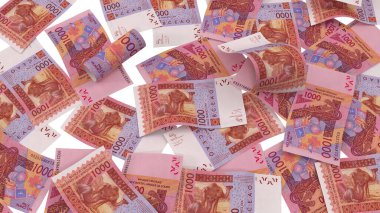 Afrika 1000 Frank Pile Ground Finans, yüksek kalite para birimi finans, eğitim, 3D modelleme, hisse senedi. Kaynaklar ve küresel parasal kimlik ve değer.