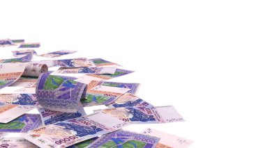 Afrika 10000 Frank Pile Finans Notu, yüksek kalite para birimi finansmanı, eğitim, 3D modelleme, hisse senedi. Kaynaklar ve küresel parasal kimlik ve değer.