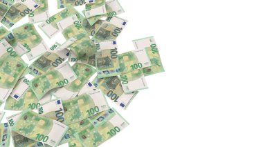 Euro 100 Pile Ground Cash Flow, yüksek kaliteli para birimi finans, eğitim, 3D modelleme, hisse senedi. Kaynaklar ve küresel parasal kimlik ve değer.