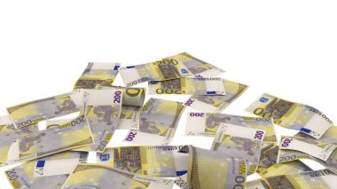 Euro 200 Pile Ground Payment Bank Note, yüksek kalite para birimi finans, eğitim, 3D modelleme, hisse senedi. Kaynaklar ve küresel parasal kimlik ve değer.