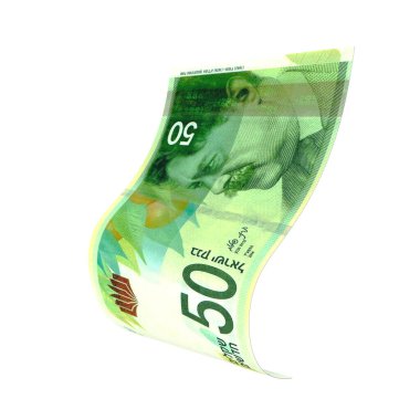 İsrail 50 Şekel Düşen Borsa, yüksek kalite para birimi finans, eğitim, 3D modelleme, hisse senedi. Kaynaklar ve küresel parasal kimlik ve değer.