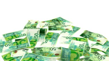 İsrail 50 Shekels Pound Payment Bank Note, yüksek kalite para birimi finans, eğitim, 3D modelleme, hisse senedi. Kaynaklar ve küresel parasal kimlik ve değer.