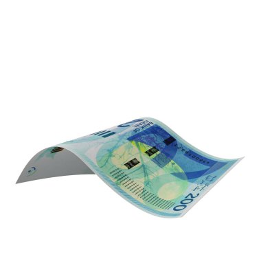 İsrail 200 Shekel Düşen Ödeme Bankası Notu, yüksek kalite para birimi finans, eğitim, 3D modelleme, hisse senedi. Kaynaklar ve küresel parasal kimlik ve değer.