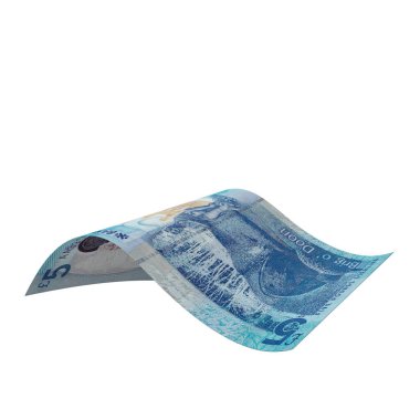 İskoçya 5 Pound Düşen Ödeme Bankası Notu, yüksek kalite para birimi finans, eğitim, 3D modelleme, hisse senedi. Kaynaklar ve küresel parasal kimlik ve değer.