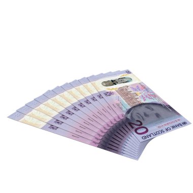 İskoçya 20 Pound Düşen Sermaye Sermayesi, yüksek kaliteli para birimi finans, eğitim, 3D modelleme, hisse senedi. Kaynaklar ve küresel parasal kimlik ve değer.