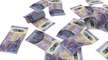 İskoçya 20 Pound Ground Money Market, yüksek kalite para birimi finans, eğitim, 3D modelleme, hisse senedi. Kaynaklar ve küresel parasal kimlik ve değer.