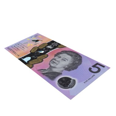 Avustralya 5 Dolar Düşme Potansiyeli, yüksek kalite para birimi finans, eğitim, 3D modelleme, hisse senedi. Kaynaklar ve küresel parasal kimlik ve değer.