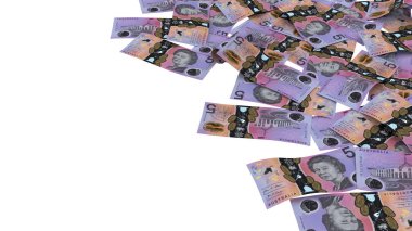 Avustralya 5 Dolarlık Yığın Yatırım Notları, yüksek kalite para birimi finans, eğitim, 3D modelleme, hisse senedi. Kaynaklar ve küresel parasal kimlik ve değer.