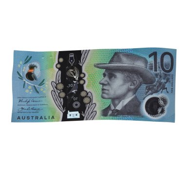 Avustralya 10 Dolar Düşen Ticaret Borsası, yüksek kalite para birimi finans, eğitim, 3D modelleme, hisse senedi. Kaynaklar ve küresel parasal kimlik ve değer.