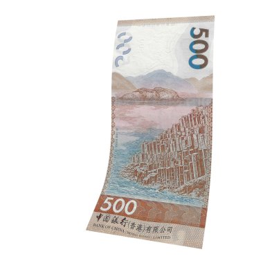 HongKong 500 Dolarlık Düşen Zenginlik Gösterimi, yüksek kalite para birimi finans, eğitim, 3D modelleme, hisse senedi. Kaynaklar ve küresel parasal kimlik ve değer.