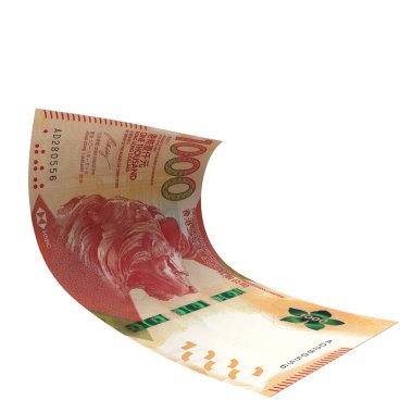 Hong Kong 1000 Dolarlık Düşme Borsası, yüksek kalite para birimi finans, eğitim, 3D modelleme, hisse senedi. Kaynaklar ve küresel parasal kimlik ve değer.