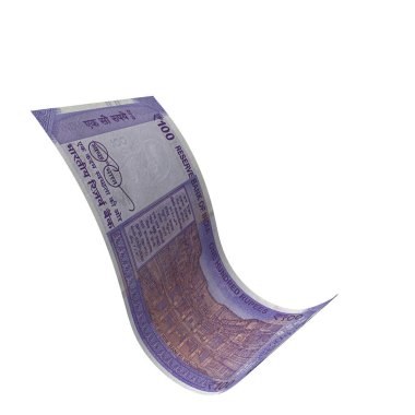 Hindistan 100 Rupi Düşen Banknota, yüksek kalite para birimi finans, eğitim, 3D modelleme, hisse senedi. Kaynaklar ve küresel parasal kimlik ve değer.