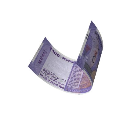 Hindistan 100 Rupi Düşen Sermaye Sermayesi, yüksek kaliteli para birimi finans, eğitim, 3D modelleme, hisse senedi. Kaynaklar ve küresel parasal kimlik ve değer.