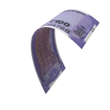 India 100 Rupi Düşen Finans Notu, yüksek kaliteli para birimi finans, eğitim, 3D modelleme, hisse senedi. Kaynaklar ve küresel parasal kimlik ve değer.